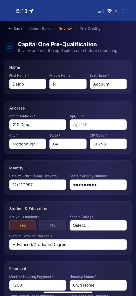 Application Assistant screen