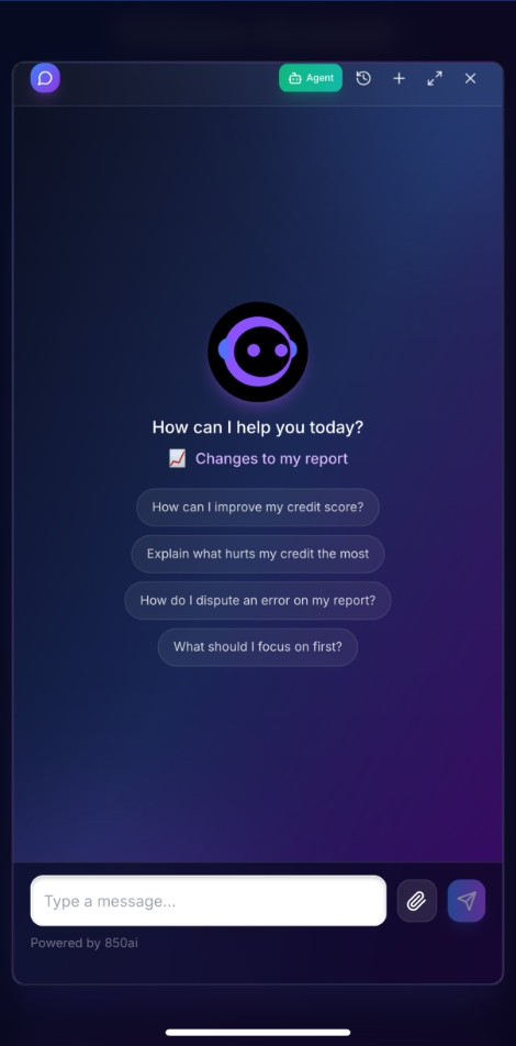 850ai Chat screen
