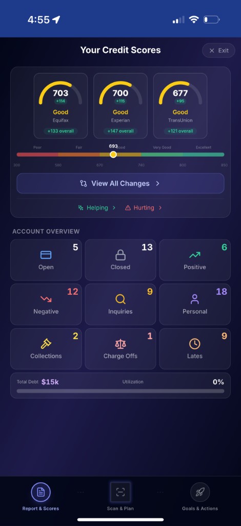 Fix Errors & Monitor Credit screen