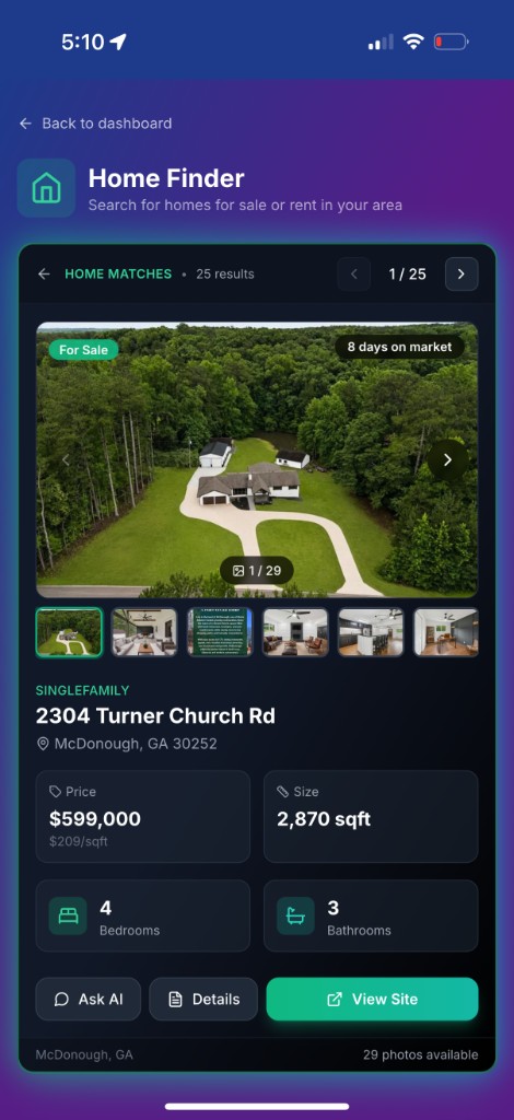 Shop Homes & Property screen